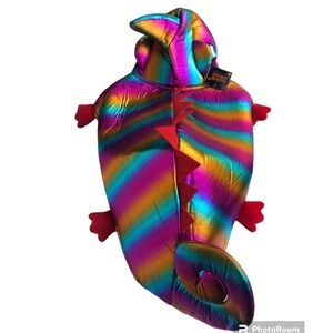 Horned iguana metallic rainbow dog Halloween costume L